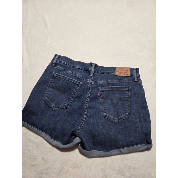 Levis Mid Length Shorts Womens 32 Medium Wash Denim Distressed Cuffed - Picture 2 of 9